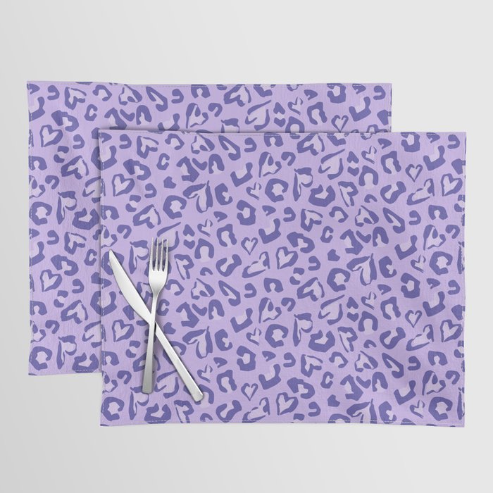 Lavender Very Peri Valentines Hearts Cheetah Spots Wild Animal Print Home Trend Placemat
