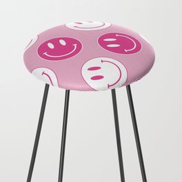 Large Pink and White Smiley Face - Preppy Aesthetic Decor Counter Stool