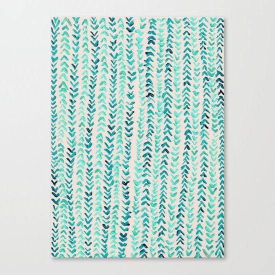 Hand Painted Herringbone Pattern in Mint Canvas Print