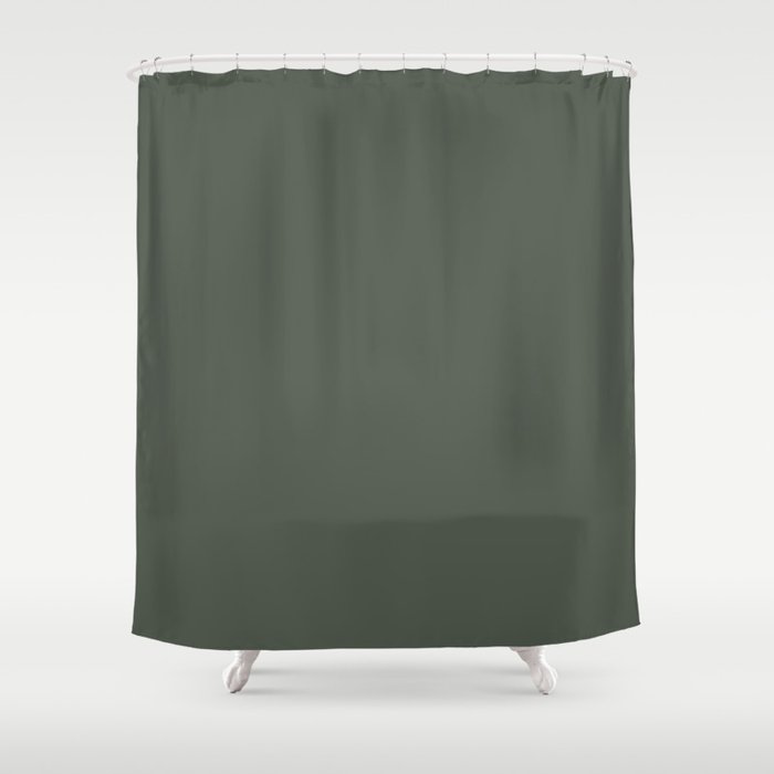 Dark Gray-Green Solid Color Pantone Thyme 19-0309 TCX Shades of Green Hues Shower Curtain
