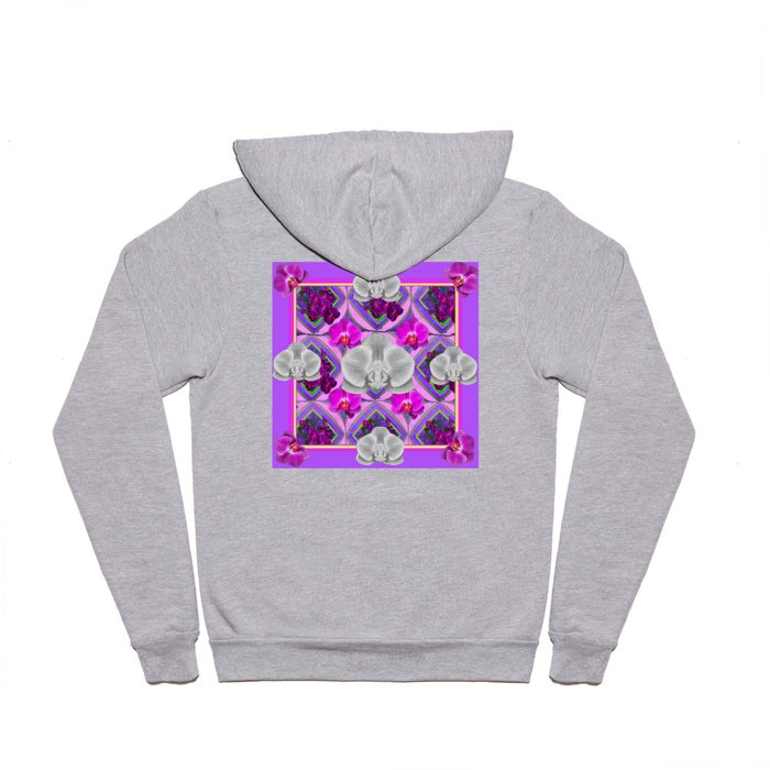 White & Pink Orchids Decorative Lilac  Pattern Art Hoody