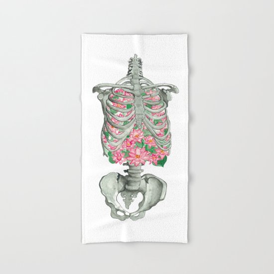 Blooming Ribs Floral Human Anatomy Valentines Gift Hand Amp Bath Towel By Ossuariumfloreus
