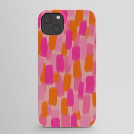 Abstract, Paint Brush Effect, Orange and Pink iPhone Case | Citrus, Bright, Spotty, Pastelpink, Brushstrokes, Darkpink, Paint, Fuchsia, Paintbrush, Spots 