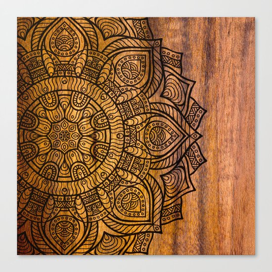 Mandala on wood Canvas Print