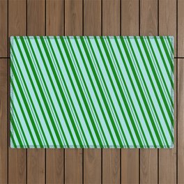 [ Thumbnail: Turquoise and Green Colored Stripes Pattern Outdoor Rug ]