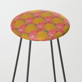Decorative Floral Seamless Pattern Pink And Yellow Flowers Counter Stool