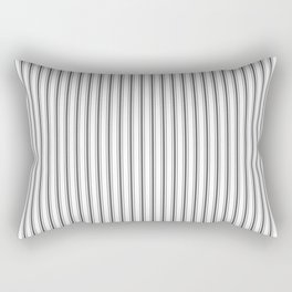 Ticking Narrow Striped Pattern in Dark Black and White Rectangular Pillow