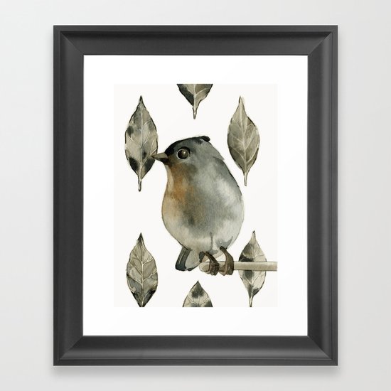 Grey Birdy Framed Art Print