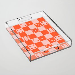 Checkered Dice Pattern (Creamy Pink & Sweet Orange Color Palette) Acrylic Tray
