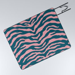Zebra Wild Animal Print Teal and Pink Picnic Blanket