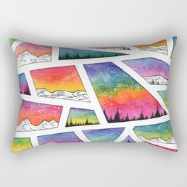 Geometric Rainbow Galaxy Skies Rectangular Pillow