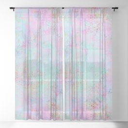 Subtle Pastel Painting In Pink And Turquoise Sheer Curtain