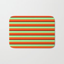 [ Thumbnail: Red, Maroon & Green Stripes/Lines Pattern Bath Mat ]