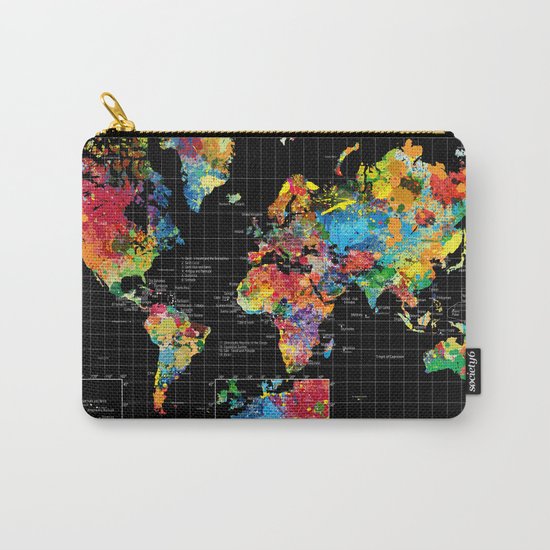World Map Black - 1 Carry-All Pouch