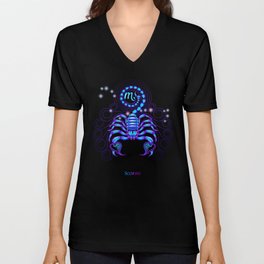 Zodiac neon signs — Scorpio V Neck T Shirt