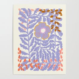 Fern leaves and flower vanilla Poster