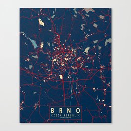 Brno City Map of Czech Republic - Hope Canvas Print