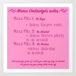 Mama Umbridge's Rules Art Print | Movies & TV, Typography, Funny 