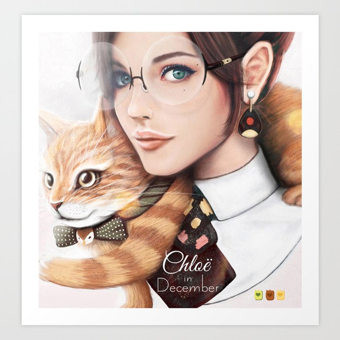 Chloë & Tiger Art Print