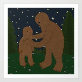 Bigfoot Bonding Art Print