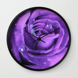 Winter Violet Rose with Frost Wall Clock