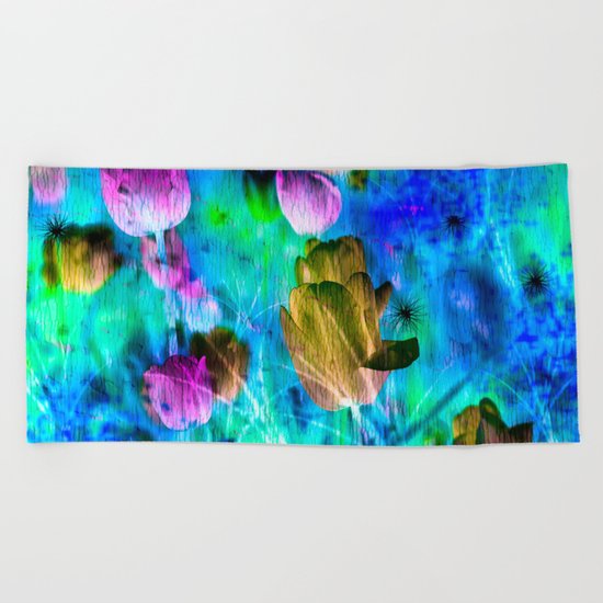 Blue Ocean of Tulips Beach Towel