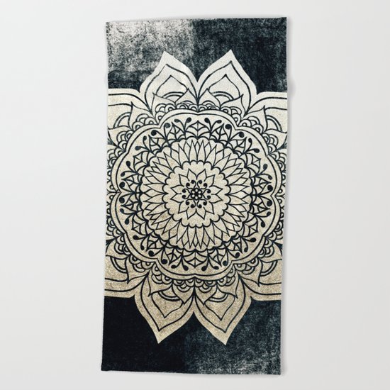 DEEP GOLD MANDALA Beach Towel