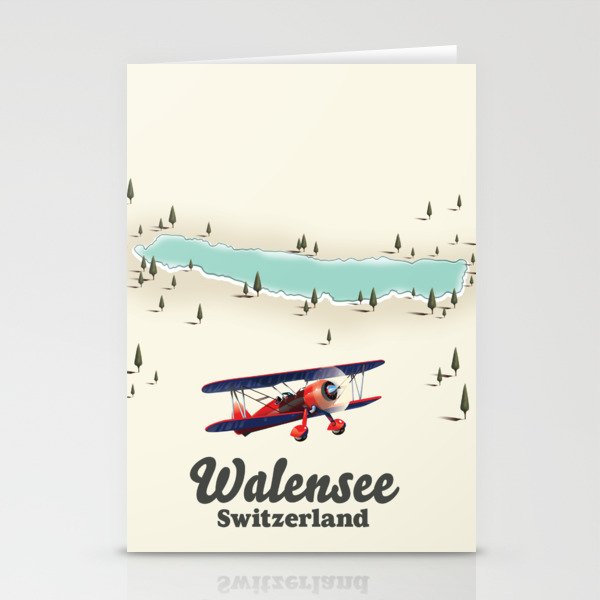 Walensee Switzerland map Stationery Cards