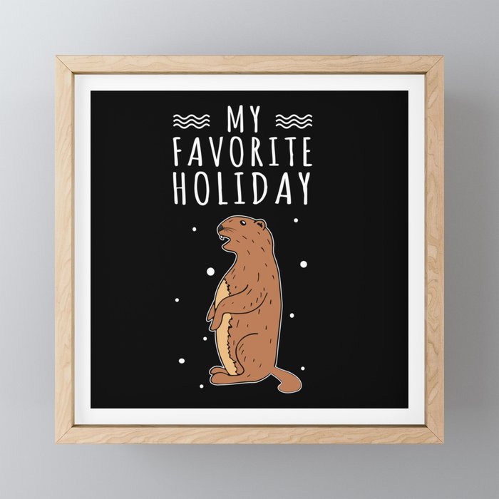 Kawaii Groundhog Favorite Holiday Groundhog Day Framed Mini Art Print