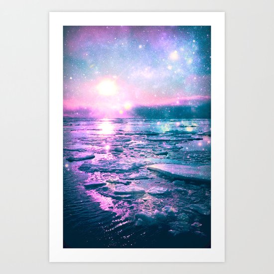 Mystic Waters Vibrant Pink Blue Lavender Art Print