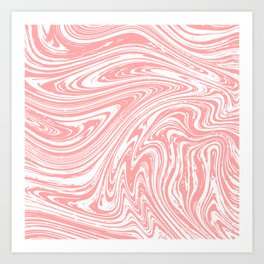 Coral Pink & White Marble Texture - Mix & Match With Simplicity of Life Art Print