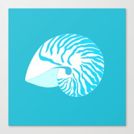Ocean Blue Nautilus Shell Canvas Print