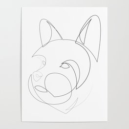 Yorkshire Terrier - one line drawing Poster