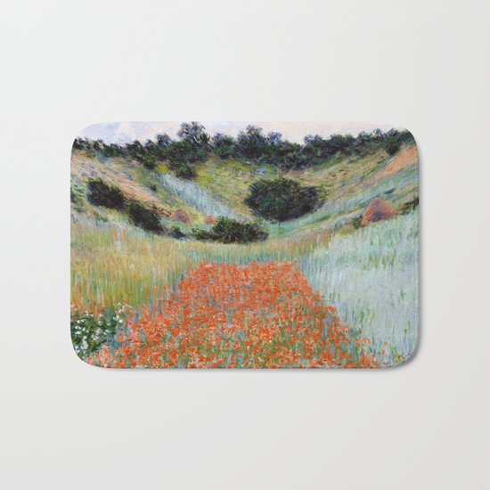 Poppy Field in a Hollow near Giverny by Claude Monet Bath Mat