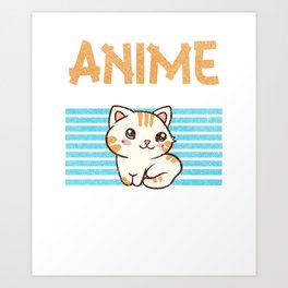 Anime Art For Women Teen Girls Kawaii Anime Cat Art Print
