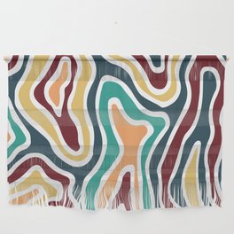 Abstract Retro Topographic Print - Green and Orange Wall Hanging