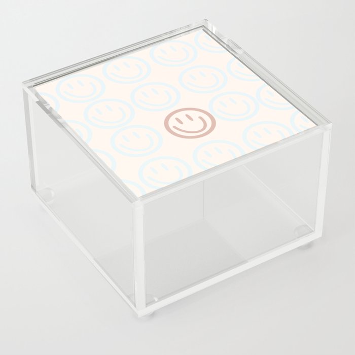 Preppy Smiley Face - Blue and Pink Acrylic Box
