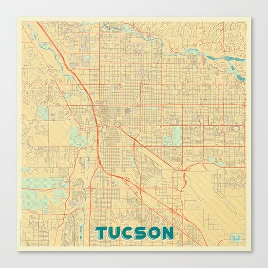 Tucson Map Retro Canvas Print