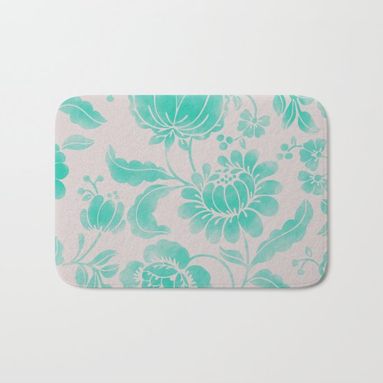 Wild Flower Cyan Bath Mat