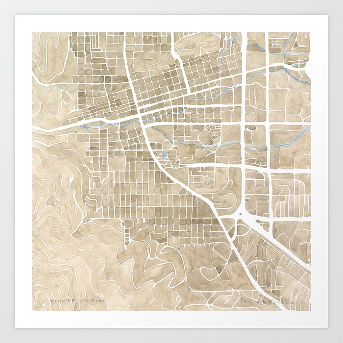 Boulder Colorado Watercolor Map Art Print