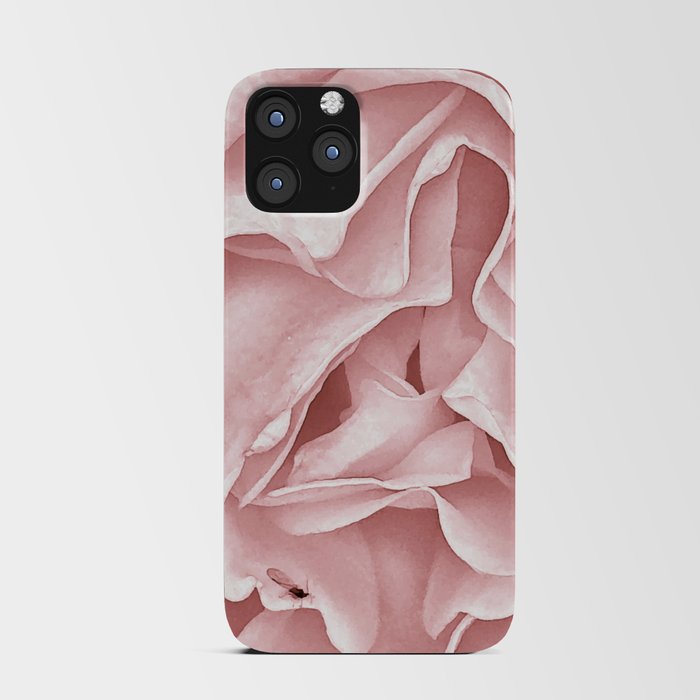 Abstract wavy pastel pink rose flower detail with tiny bug iPhone Card Case