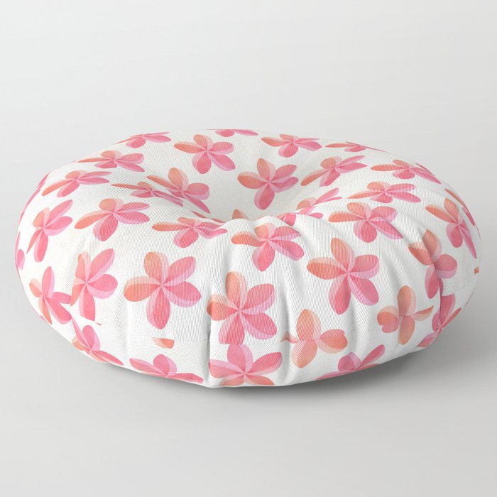 Pink Plumeria Frangipani Flower Pattern Floor Pillow