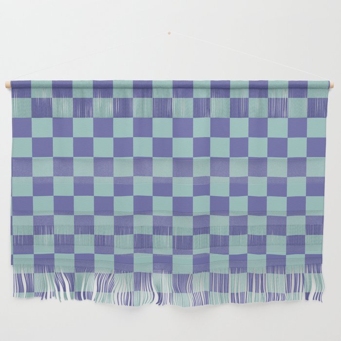checkerboard, very peri, turquoise, eggshell blue, periwinkle, checkered Wall Hanging