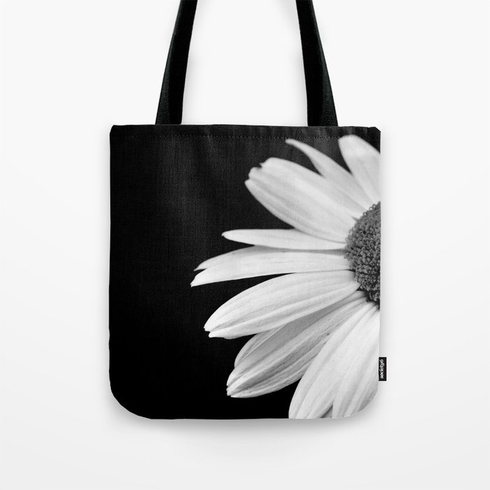 Half daisy flower in black and white Tote Bag