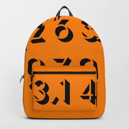 Pi - 3,14 -Orange Backpack | Nerd, Typography, Graphicdesign, March14Th, Black And White, Pattern, Pi3, Typo, Black, Curated 