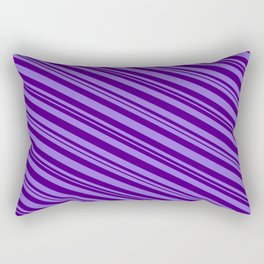 [ Thumbnail: Purple and Indigo Colored Lined/Striped Pattern Rectangular Pillow ]