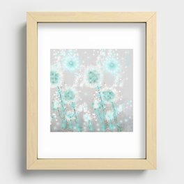 Dandelions in Turquoise Recessed Framed Print