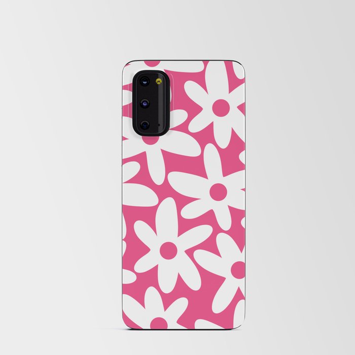 Daisy Time Retro Floral Pattern Preppy Pink and White Android Card Case