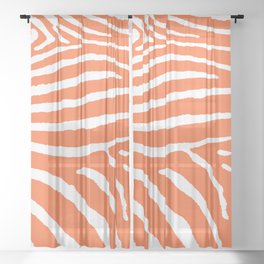 Zebra Wild Animal Print 265 Orange Sheer Curtain