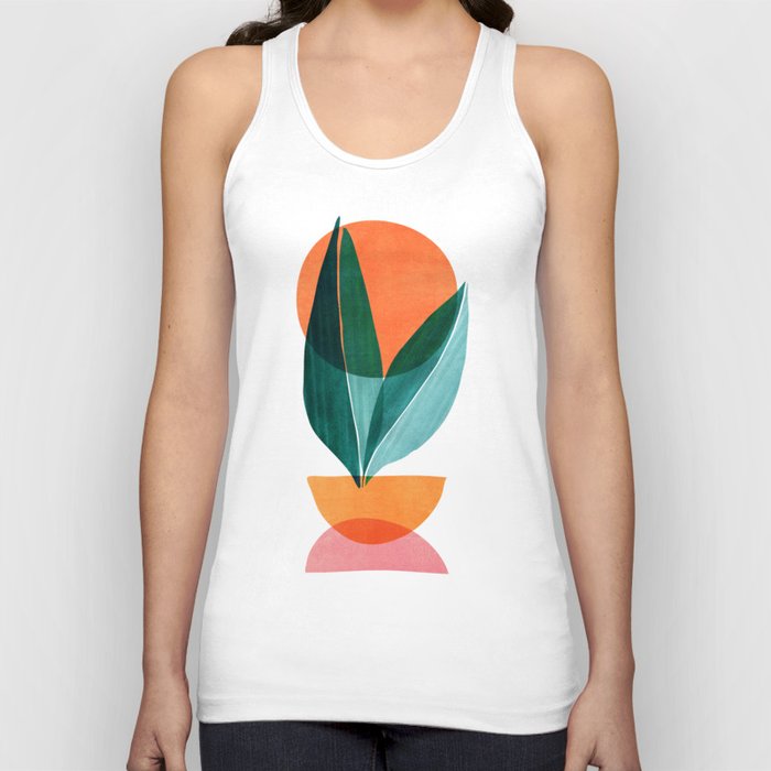 Nature Stack Teal and Orange Abstract Sunset Tank Top